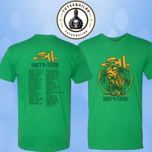 311 Band Unity Tour Dates List 2025 Exclusive Green Lion Tee Merchandise Two Sided Unisex T-Shirt