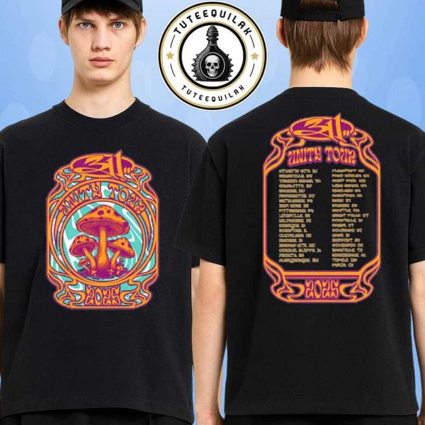 311 Band Unity Tour Dates List 2025 Exclusive Shrooms Tee Merchandise Two Sided Unisex T-Shirt