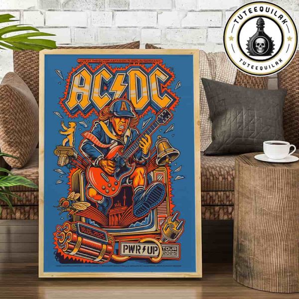 AC/DC PWR/UP World Tour 2025 Exclusive Concert Poster In Berlin Germany At Olympiastadion On June 30 Home Decor Poster Canvas