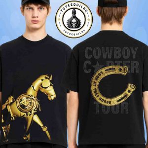 Beyonce Cowboy Carter Chardonneigh Tour 2025 Merch Gold Mechanical Horse Inspired Western Tee Two Sided T-Shirt