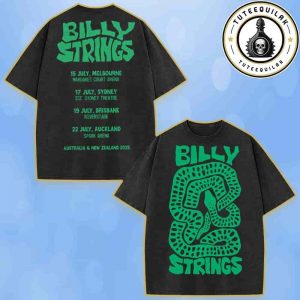 Billy Strings Australia And New Zealand Exclusive Tee Tour 2025 Merch Bold Green Snake By Logan Fox Washed T-Shirt