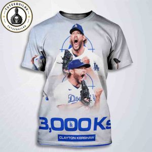 Congrats A Milestone Moment For Clayton Kershaw Los Angeles Dodgers Reach 3000 Career Strikeouts All Over Print T-Shirt