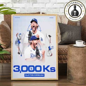 Congrats A Milestone Moment For Clayton Kershaw Los Angeles Dodgers Reach 3000 Career Strikeouts Home Decor Poster Canvas