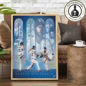Congrats Los Angeles Dodgers Clayton Kershaw Makes History Reaches Milestone 3000 Career Strikeouts Home Decor Poster Canvas