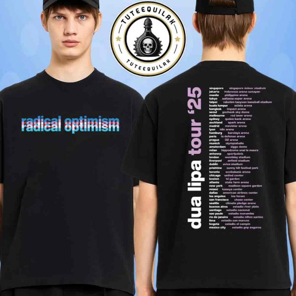 Dua Lipa Radical Optimsim World Tour 2025 Dated Tour Tee Merchandise Two Sided Unisex T-Shirt