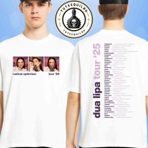 Dua Lipa Radical Optimsim World Tour 2025 Panel Photo Tee Dates List Merchandise Two Sided Unisex T-Shirt