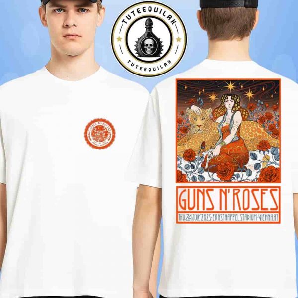 Guns N Rose Vienna 2025 Venue Tee At Ernst Happel Stadium On July 24 2025 Merch Art Nouveau Print Two Sided T-Shirt