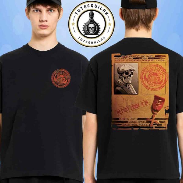 Guns N Roses Exclusive Tee Operation Trondheim Norway On July 2 2025 At Dahls Arena Report From 24 Merchandise Two Sided Unisex T-Shirt