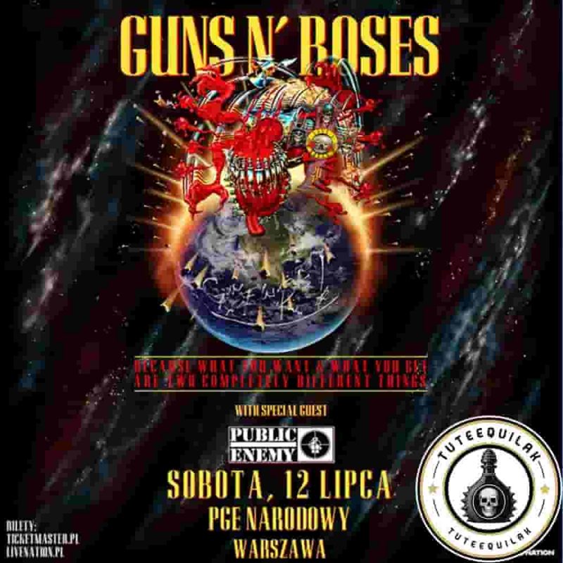 Guns N Roses Warsaw 2025 Concert Live at PGE Narodowy on July 12 with Public Enemy