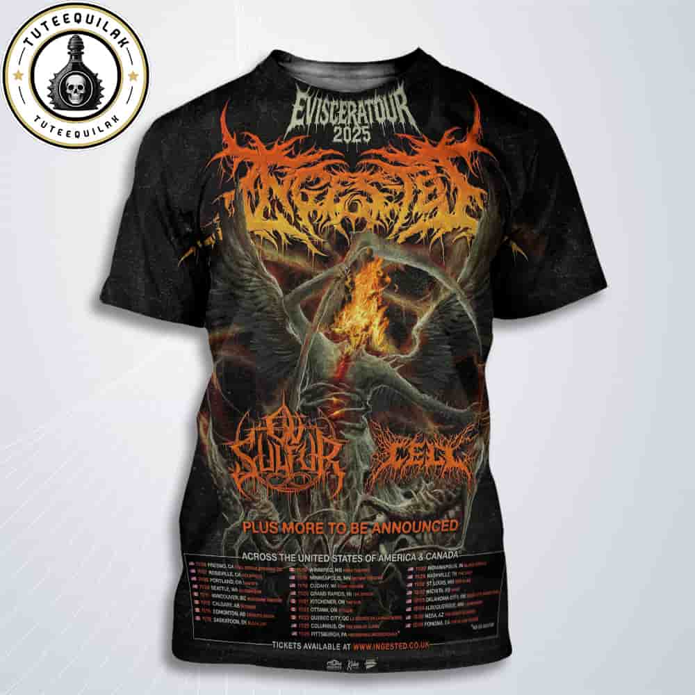Ingested Evisceratour USA And Canada Tour Dated List 2025 All Over Print T-Shirt Ingested Evisceratour USA And Canada Tour Dated List 2025 All Over Print T-Shirt