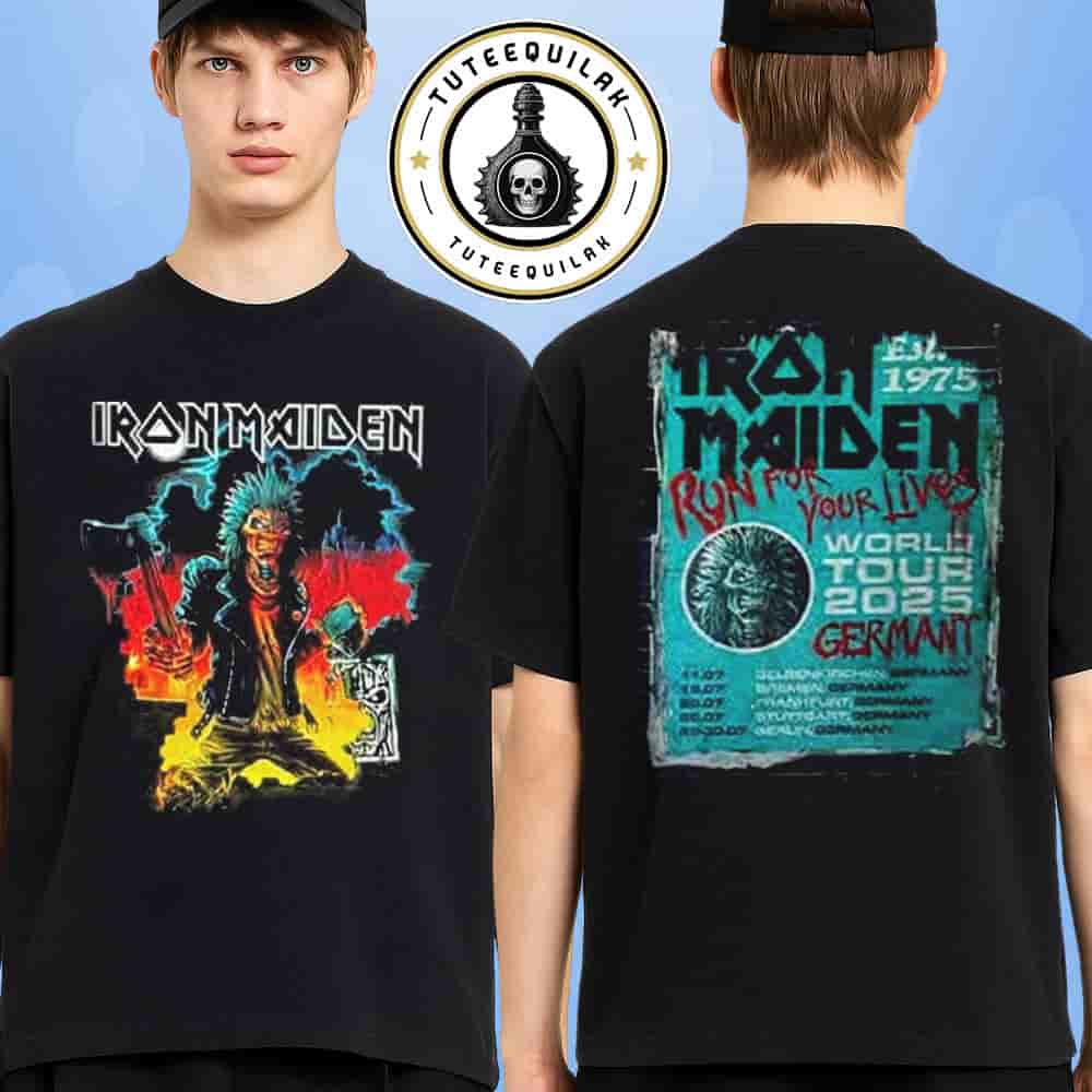Iron Maiden Germany 2025 Run For Your Lives World Tour On July 2025 Vintage Eddie Germant Merchandise Two Sided T-Shirt Iron Maiden Germany 2025 Run For Your Lives World Tour On July 2025 Vintage Eddie Germant Merchandise Two Sided T-Shirt