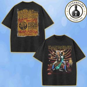 Iron Maiden Viena 2025 Run For Your Lives World Tour Venue Tee In Austria On July 17 2025 At Ernst Happel Stadium Eddie Opera Washed T-Shirt