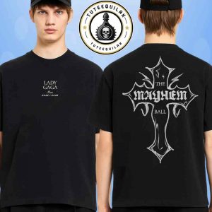 Lady Gaga The Mayhem Ball Tour 2025-2026 Exclusive Tee Cross Logo Black Edition Official Concert Merchandise Two Sided Unisex T-Shirt