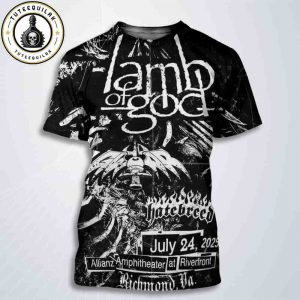 Lamb of God X Hatebreed Richmond 2025 Concert Poster At Allianz Amphitheater at Riverfront On July 24 2025 All Over Print T-Shirt