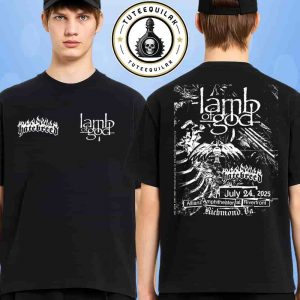 Lamb of God X Hatebreed Richmond 2025 Concert Poster At Allianz Amphitheater at Riverfront On July 24 2025 Merch Two Sided T-Shirt