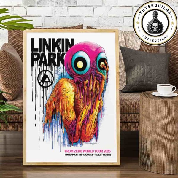 Linkin Park From Zero World Tour 2025 Poster In Minneapolis MN On Aug 27 2025 At Target Center By Alex Pardee Home Decor Poster Canvas