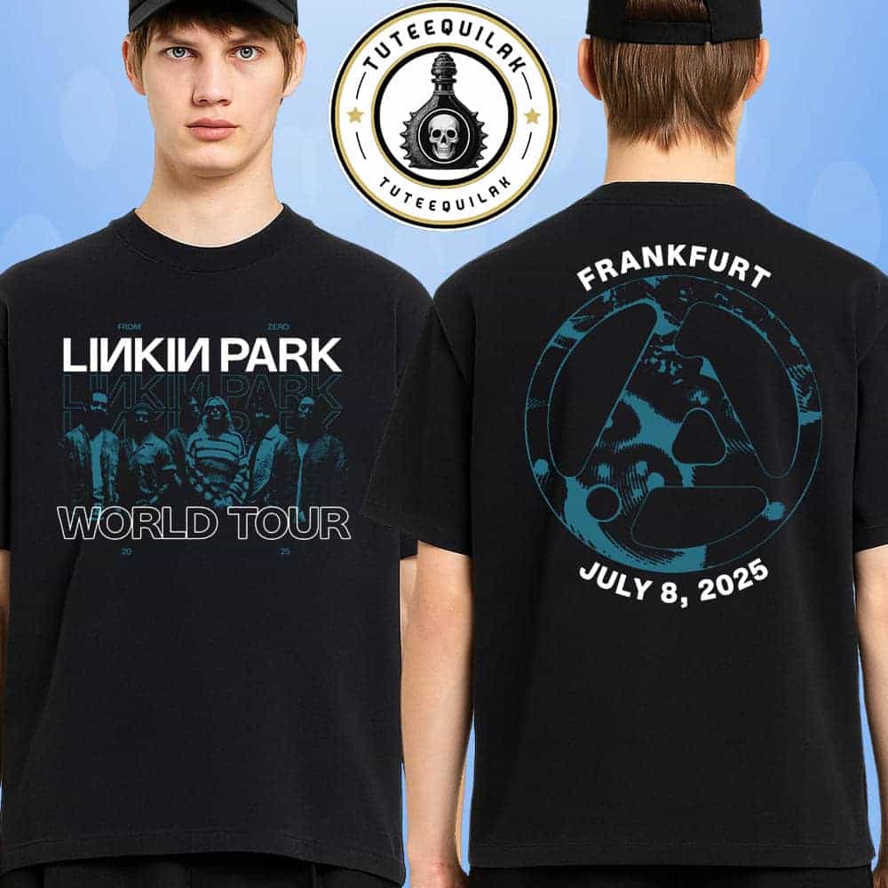 Linkin Park From Zero World Tour 2025 Venue Tee In Frankfurt Germany On July 7 At Deutsche Bank Park Merchandise Two Sided Unisex T-Shirt Linkin Park From Zero World Tour 2025 Venue Tee In Frankfurt Germany On July 7 At Deutsche Bank Park Merchandise Two Sided Unisex T-Shirt