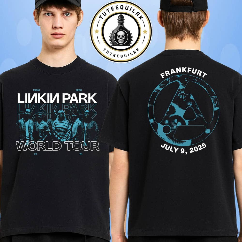 Linkin Park From Zero World Tour 2025 Venue Tee In Frankfurt Germany On July 9 At Deutsche Bank Park Merchandise Two Sided Unisex T-Shirt Linkin Park From Zero World Tour 2025 Venue Tee In Frankfurt Germany On July 9 At Deutsche Bank Park Merchandise Two Sided Unisex T-Shirt