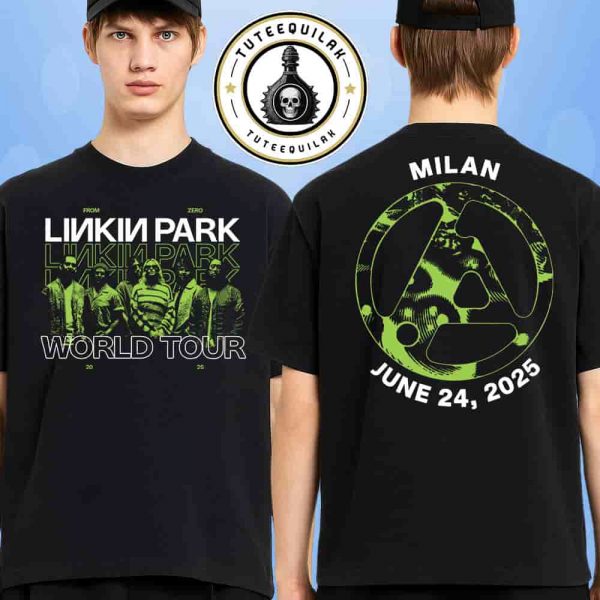 Linkin Park From Zero World Tour 2025 Venue Tee In Milan Italy At I-DAYS Festival On June 24 Merchandise Two Sided T-Shirt