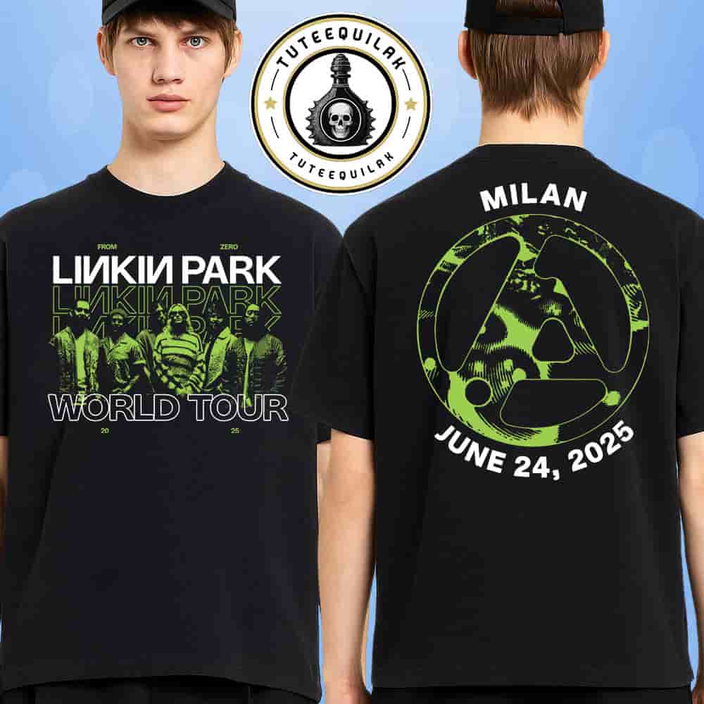 Linkin Park From Zero World Tour 2025 Venue Tee In Milan Italy At I-DAYS Festival On June 24 Merchandise Two Sided T-Shirt Linkin Park From Zero World Tour 2025 Venue Tee In Milan Italy At I-DAYS Festival On June 24 Merchandise Two Sided T-Shirt