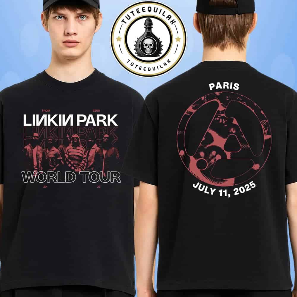 Linkin Park Paris 2025 From Zero World Tour Venue Tee In France On July 11 At Stade de France Merchandise Two Sided T-Shirt Linkin Park Paris 2025 From Zero World Tour Venue Tee In France On July 11 At Stade de France Merchandise Two Sided T-Shirt