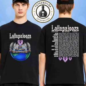 Lollapalooza In Chicago At Grant Park On July 31 – Aug 3 2025 Merch Planet Lolla Lineup Two Sided T-Shirt