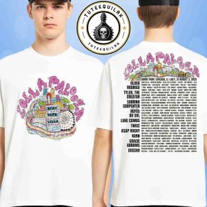 Lollapalooza In Chicago At Grant Park On July 31 – Aug 3 2025 Merch Skyline Lineup Two Sided T-Shirt