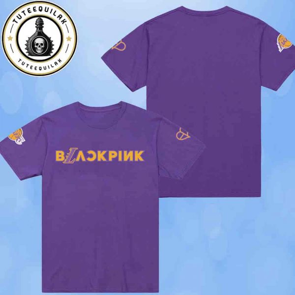 Los Angeles Lakers Mitchell And Ness x BLACKPINK Limited Purple Edition Tee 2025 Merchandise Two Sided T-Shirt