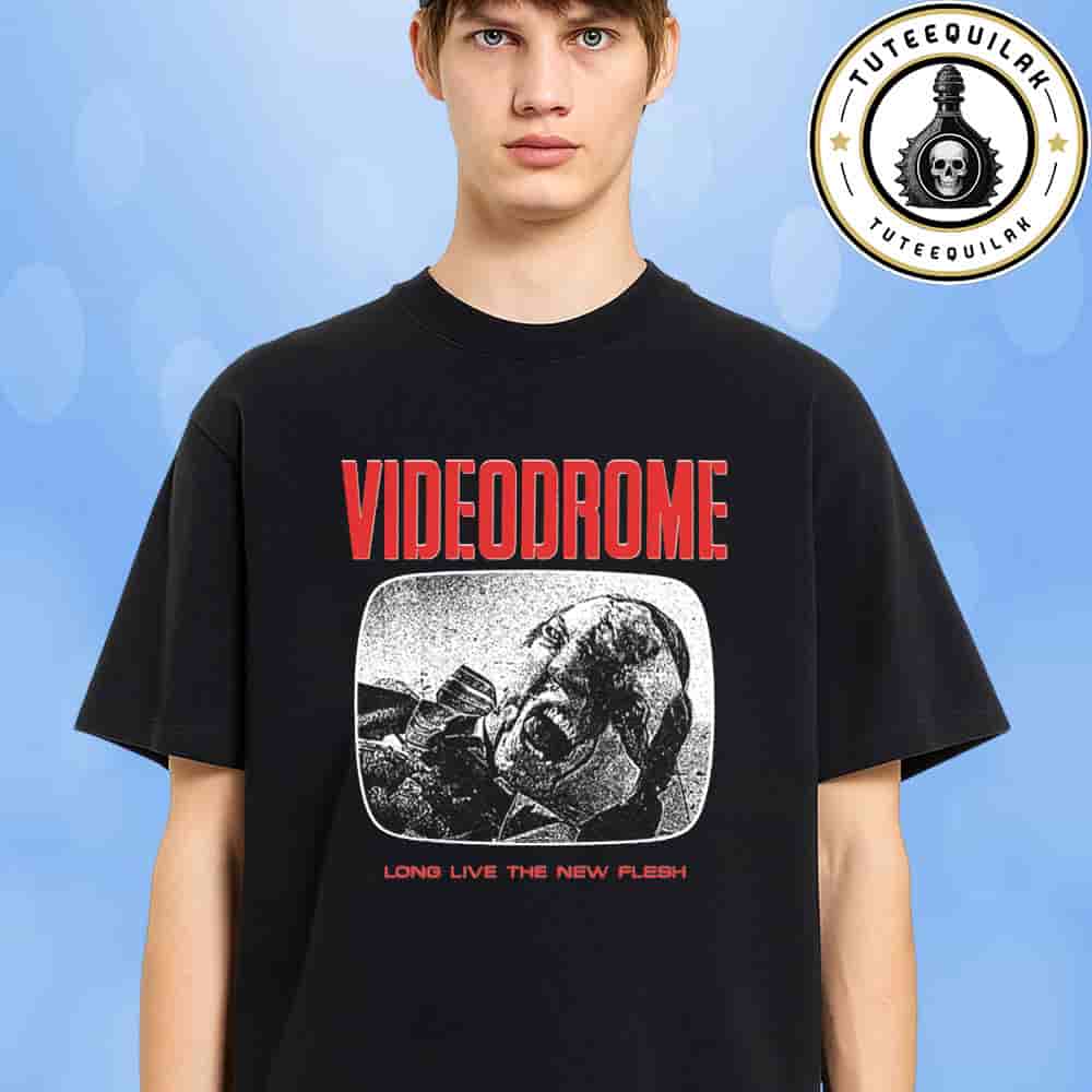 Necessary Death Merch 2025 Videodrome Long Live The New Flesh Fan Gift Unisex T-Shirt Necessary Death Merch 2025 Videodrome Long Live The New Flesh Fan Gift Unisex T-Shirt
