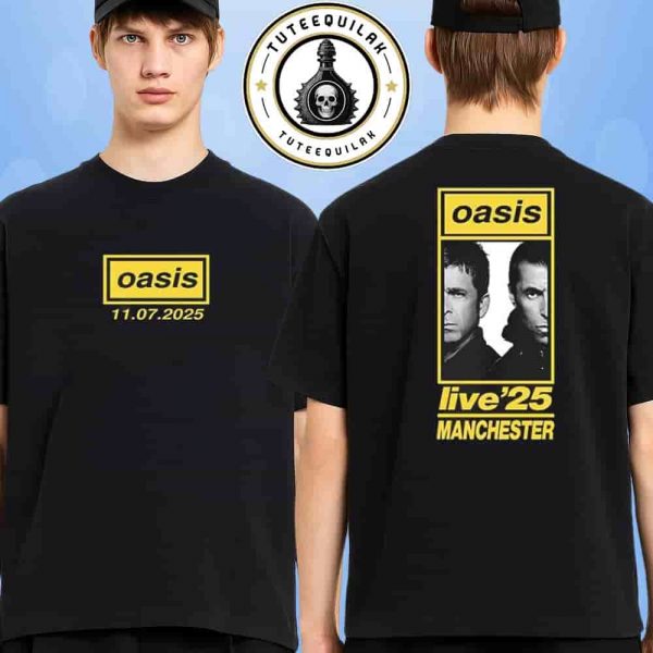 Oasis Manchester 2025 Live ’25 World Tour Venue Tee In United Kingdom At Heaton Park On July 11 2025 Merch Two Sided T-Shirt