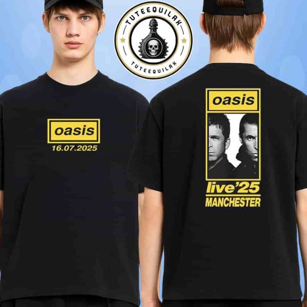 Oasis Manchester 2025 Live ’25 World Tour Venue Tee In United Kingdom At Heaton Park On July 16 2025 Merch Two Sided T-Shirt