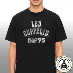 Official Led Zeppelin Merchandise Earl’s Court 75 Logo Black T-Shirt
