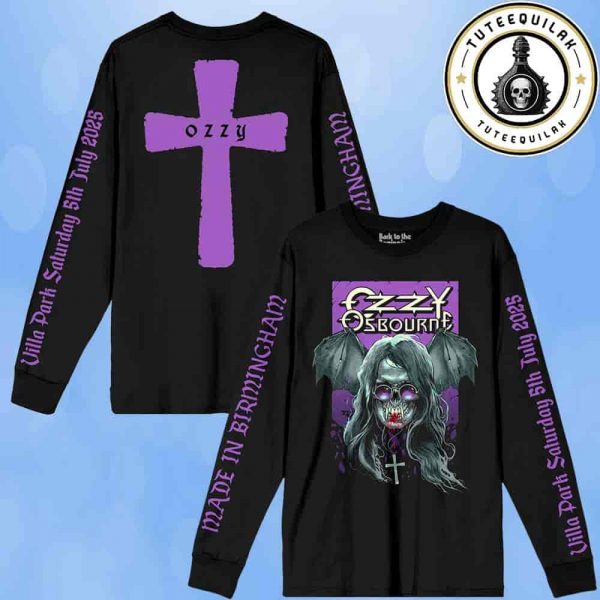 Ozzy Osbourne Back To The Beginning Concert 2025 Venue Long Sleeve In Aston Birmingham On July 5 At Villa Park Merchandise Two Sided Unisex T-Shirt