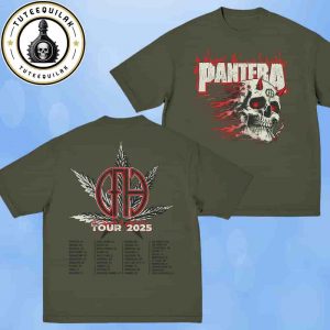 Pantera Cowboys From Hell World Tour 2025  Smoking Skull Tour Dated List Tee Merchandise Two Sided Unisex T-Shirt