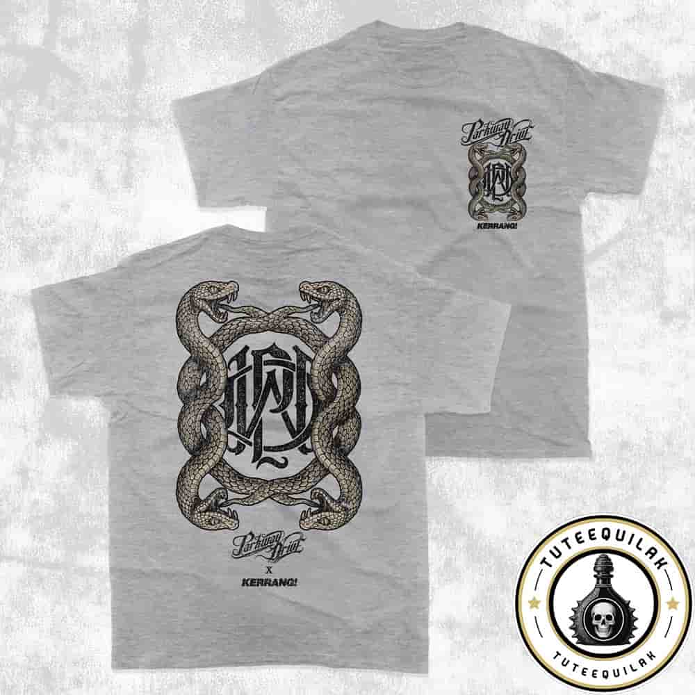 Parkway Drive x Kerrang Snake Logo Grey Graphic Band Tee Merchandise Two Sided T-Shirt Parkway Drive x Kerrang Snake Logo Grey Graphic Band Tee Merchandise Two Sided T-Shirt