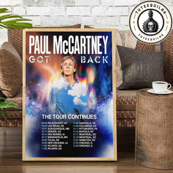 Paul McCartney Got Back 2025 North American Tour Dated List Home Decor Poster Canvas