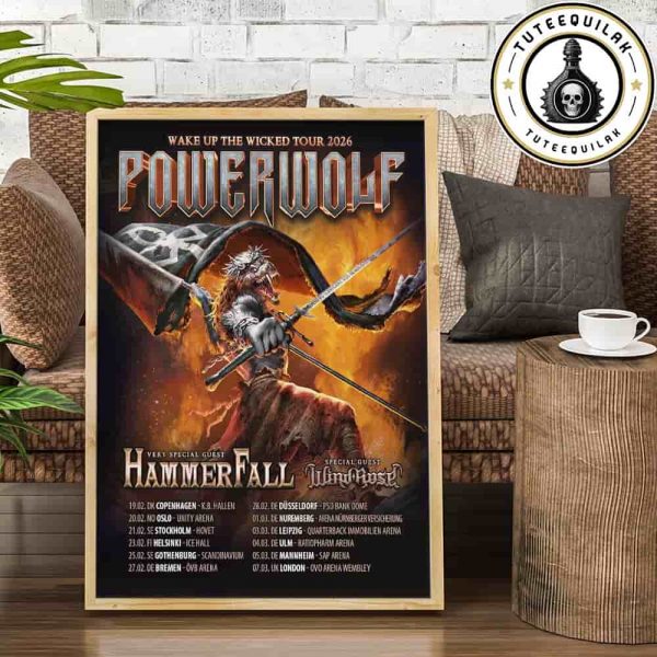 Powerwolf Wake Up The Wicked Tour Dated List 2026 Home Decor Poster Canvas