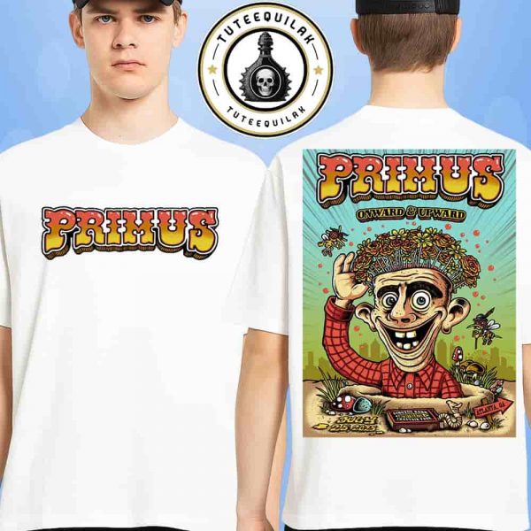 Primus Atlanta 2025 Onward And Upward Summer Tour Exclusive Tee At Synovus Bank Amphitheater at Chastain Park On July 25 2025 Two Sided T-Shirt