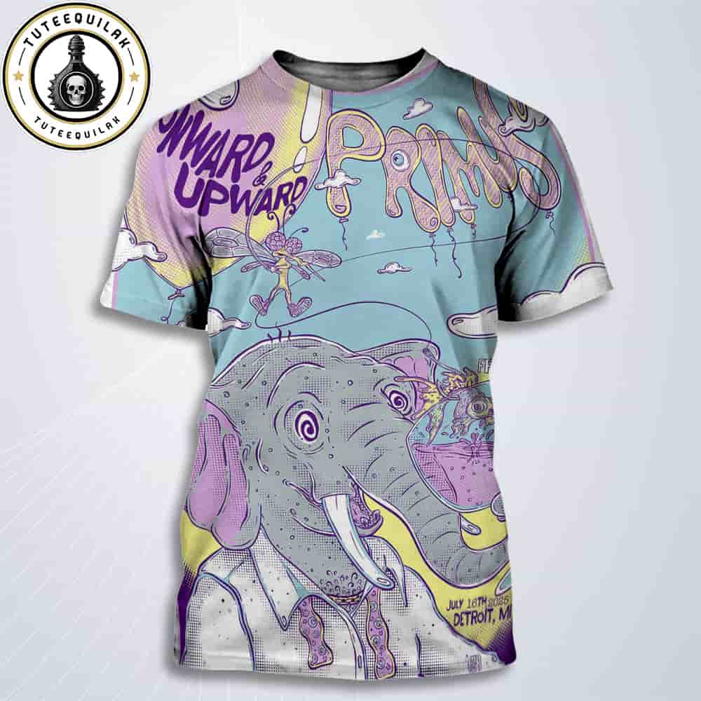 Primus Concert Poster On Ward And Up Ward In Detroit MI On July 16 2025 At Michigan Lottery Amphitheatre at Freedom Hill All Over Print T-Shirt Primus Concert Poster On Ward And Up Ward In Detroit MI On July 16 2025 At Michigan Lottery Amphitheatre at Freedom Hill All Over Print T-Shirt