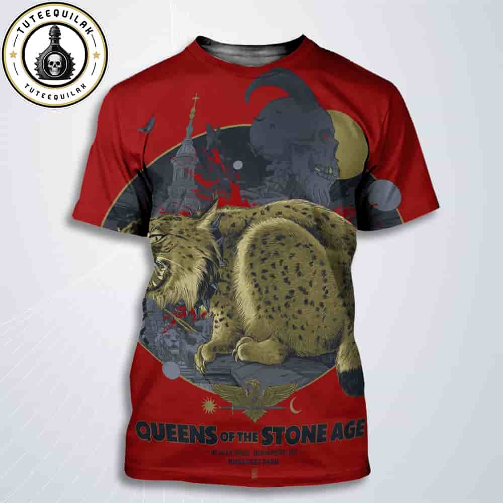 Queen Of The Stone Age Budapest 2025 Concert Poster Live At Budapest Park On July 19 2025 All Over Print T-Shirt Queen Of The Stone Age Budapest 2025 Concert Poster Live At Budapest Park On July 19 2025 All Over Print T-Shirt