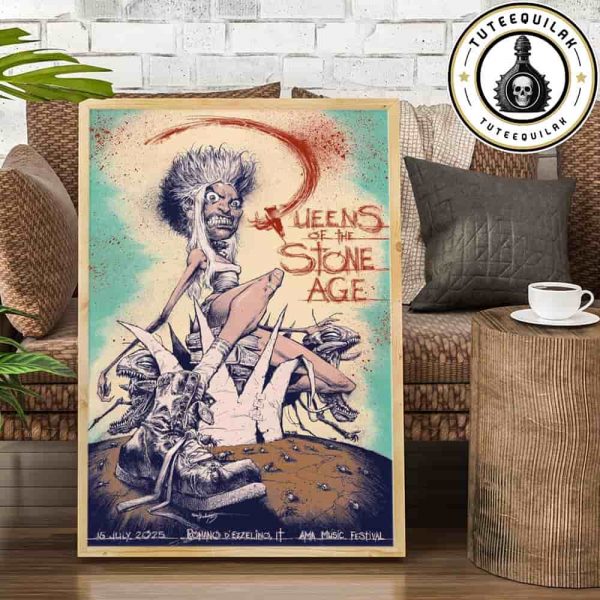 Queen Of The Stone Age Concert Poster In Romano d’Ezzelino On July 16 2025 At AMA Music Festival Home Decor Poster Canvas