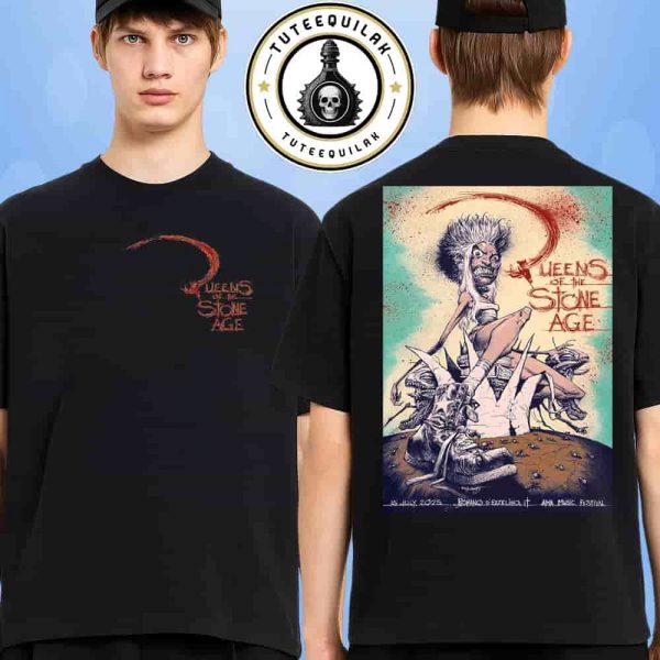 Queen Of The Stone Age Concert Poster In Romano d’Ezzelino On July 16 2025 At AMA Music Festival Merch Two Sided T-Shirt