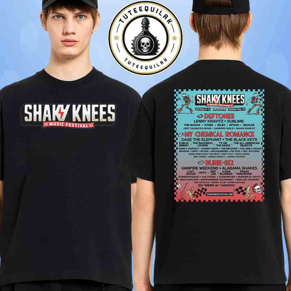 Shaky Knees Fest Music Festival 2025 In Atlanta GA On September 19-21 At Piedmont Park Merchandise Two Sided Unisex T-Shirt Shaky Knees Fest Music Festival 2025 In Atlanta GA On September 19-21 At Piedmont Park Merchandise Two Sided Unisex T-Shirt
