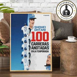 Shohei Ohtani Reaches 100 Runs Scored For Third Consecutive Season Fourth Time In MLB Career Poster Canvas
