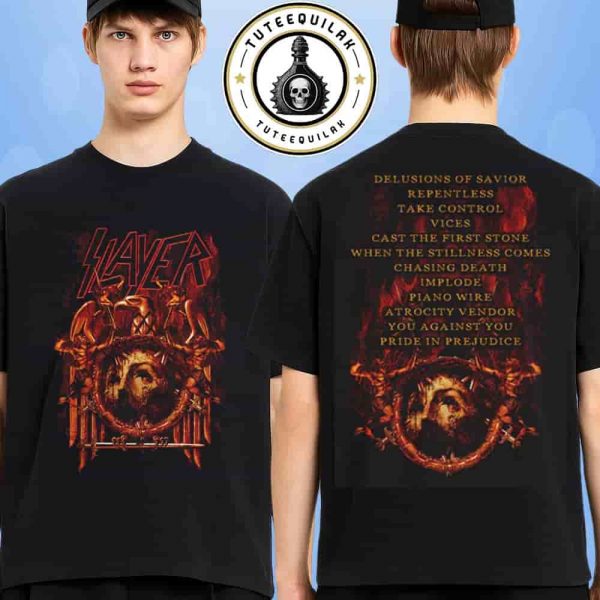 Slayer 10th Anniversary 2025 Merch Repentless Vinyl Tracklist Two Sided T-Shirt