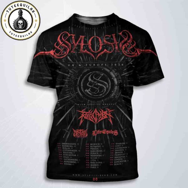 Sylosis UK And Europe Tour Dated List 2026 All Over Print T-Shirt