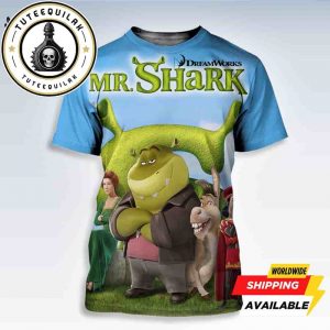 The Bad Guys 2 Mr Shark Collab With Shrek Official Teased Bold All-Sides Print Tee Shirt
