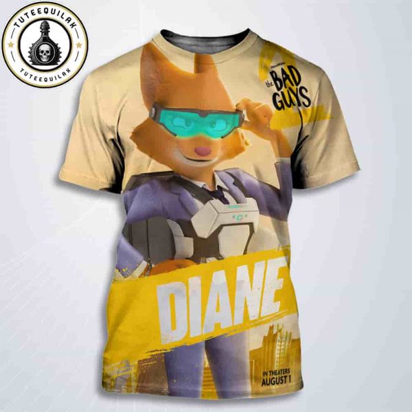 The Bad Guys 2 Poster Mr Diane Only In Theaters August 1 2025 All Over Print T-Shirt