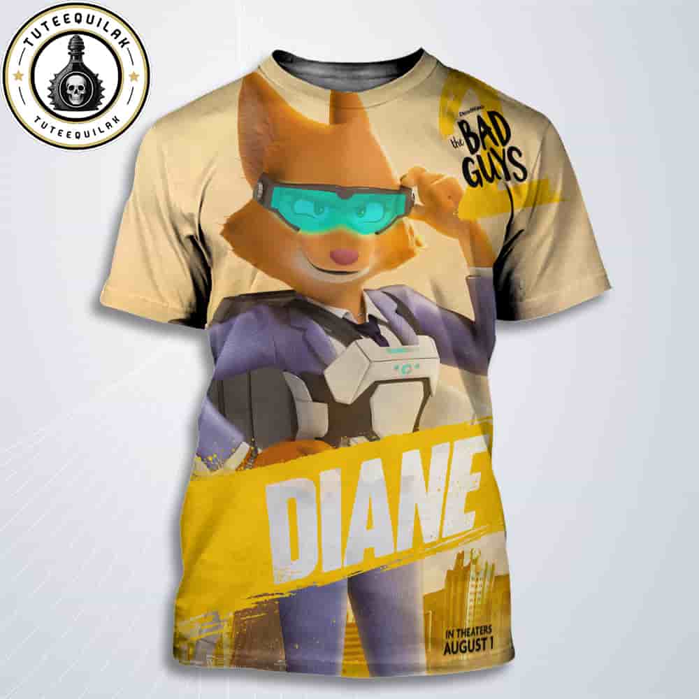 The Bad Guys 2 Poster Mr Diane Only In Theaters August 1 2025 All Over Print T-Shirt The Bad Guys 2 Poster Mr Diane Only In Theaters August 1 2025 All Over Print T-Shirt