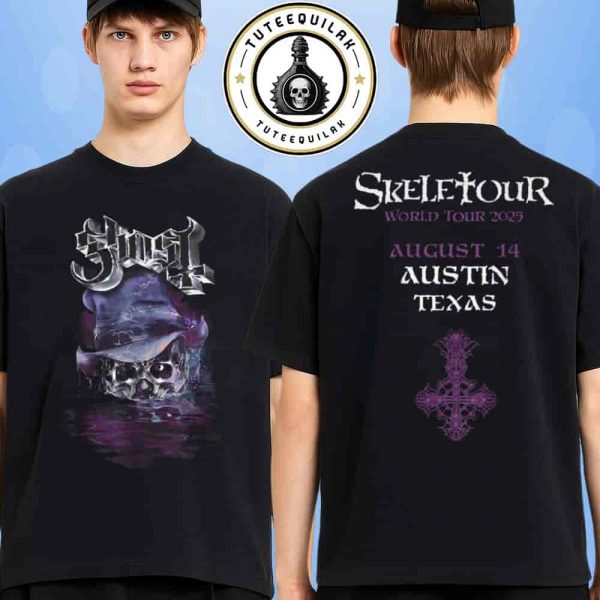 The Ghost Band Austin 2025 Skeletour World Tour Venue Tee In Texas On August 14 2025 At Moody Center Merchandise Two Sided T-Shirt